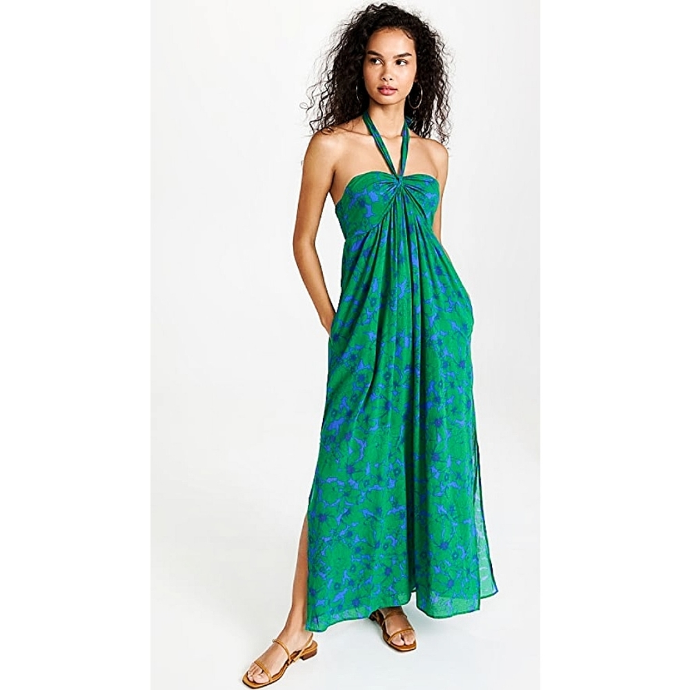 Xirena Barbiecore Adley Floral Halter Vacation Vibrant Colors Maxi Dress - Picture 14 of 15